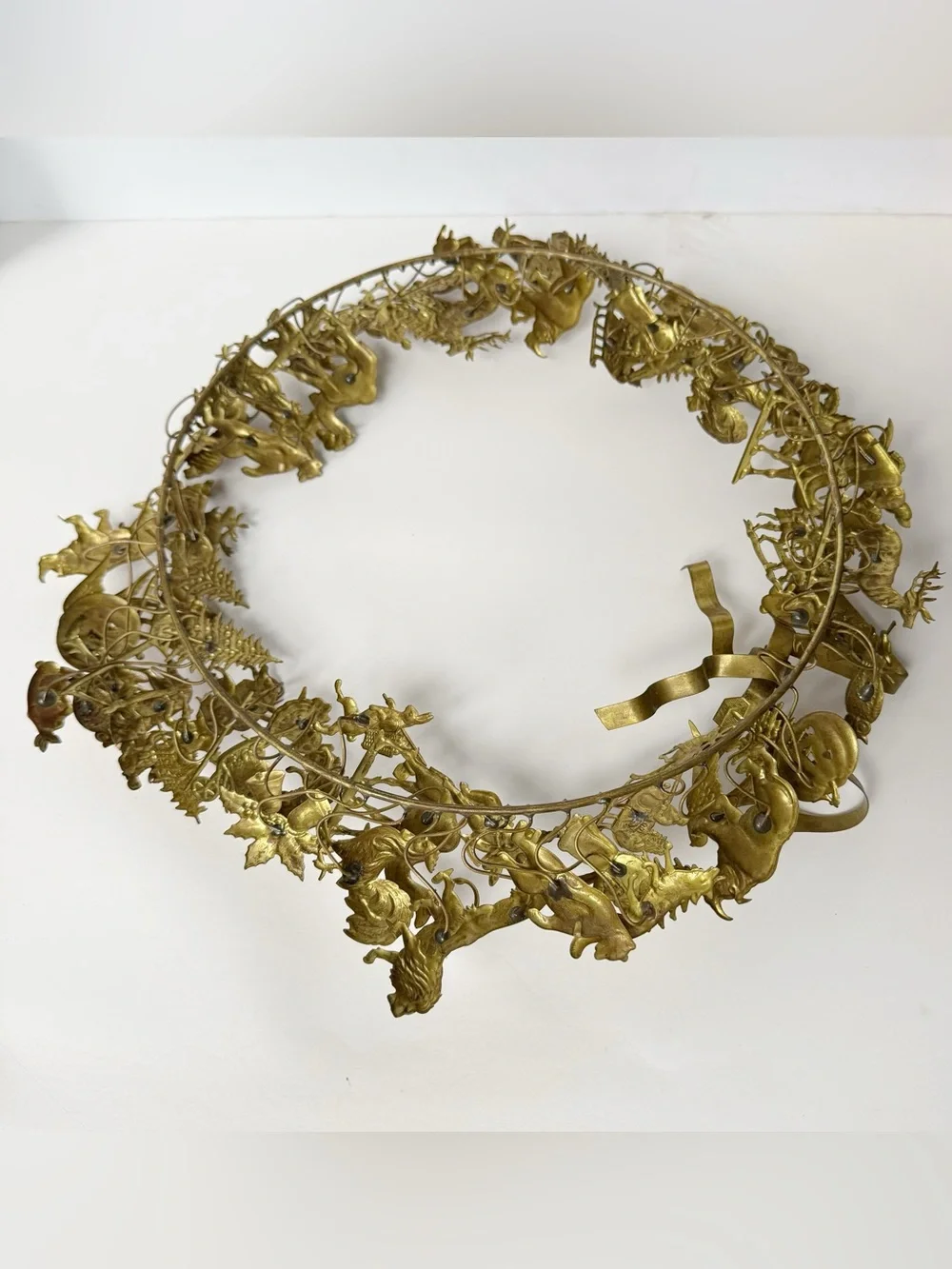 Vintage Dresden Petite Choses All Holiday Brass Wreath 15